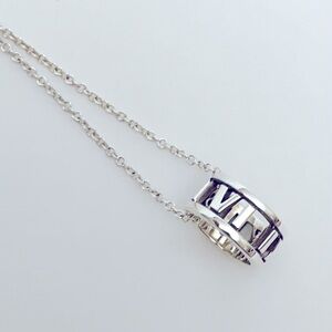 Tiffany & Co Atlas Sterling Silver Open Small Ring Charm on 16” Silver Chain